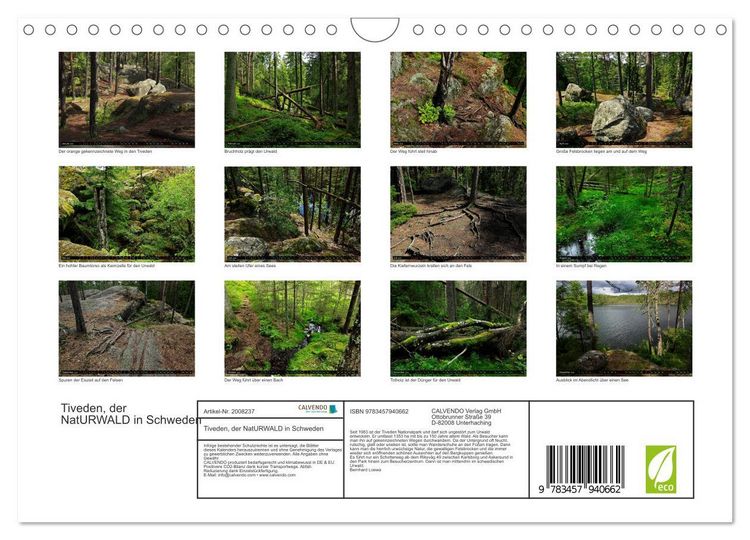 Produktbild: Tiveden, der NatURWALD in Schweden (Wandkalender 2026 DIN A4 quer), CALVENDO Monatskalender