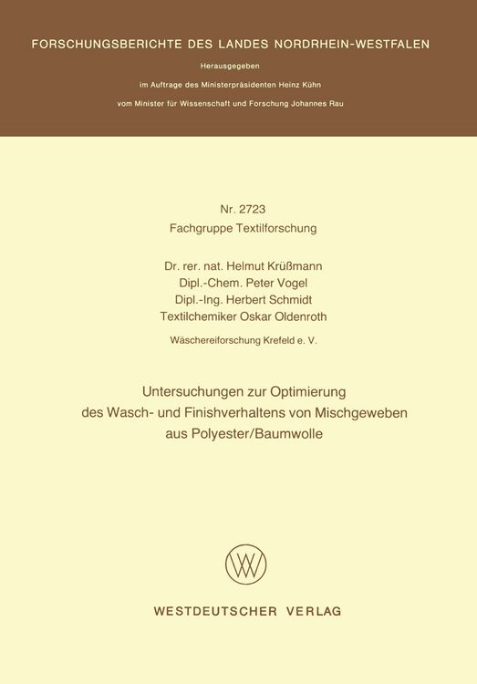 Produktbild: Untersuchungen zur Optimierung des Wasch- und Finishverhaltens von Mischgeweben aus Polyester/Baumwolle