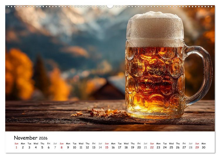 Produktbild: A Year of Beer - Bavarian Brews and Scenic Views (High Quality Premium Wall Calendar 2026 DIN A2 landscape),CALVENDO 12 Month Wall Calendar