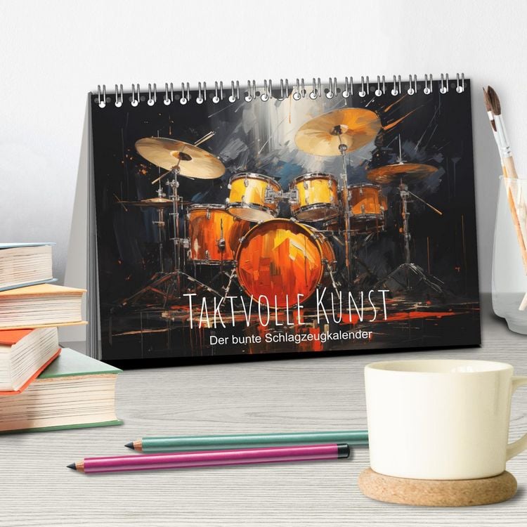 Produktbild: Taktvolle Kunst: Der bunte Schlagzeugkalender (Tischkalender 2026 DIN A5 quer), CALVENDO Monatskalender