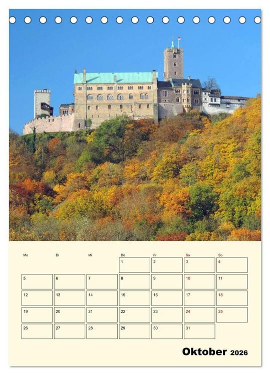 Produktbild: Die Wartburg - Weltkulturerbe in Th&uuml;ringen (Tischkalender 2026 DIN A5 hoch), CALVENDO Monatskalender