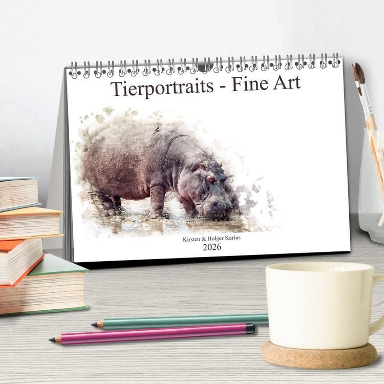 Produktbild: Tierportraits - Fine Art (Tischkalender 2026 DIN A5 quer), CALVENDO Monatskalender