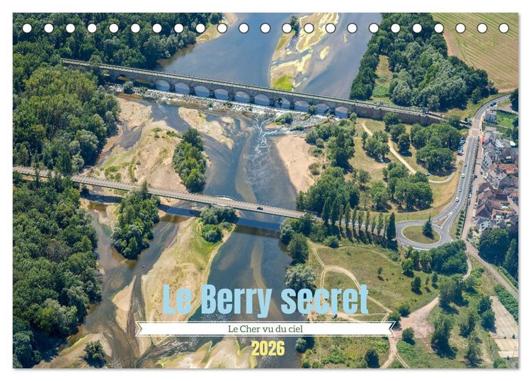 Produktbild: Le Berry secret, le Cher vu du ciel (Calendrier de bureau 2026 DIN A5 vertical), CALVENDO calendrier mensuel