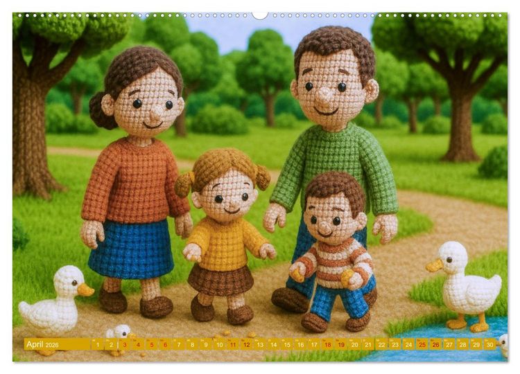 Produktbild: Amigurumi Moments. Ein fantastischer Familienalltag (hochwertiger Premium Wandkalender 2026 DIN A2 quer), Kunstdruck in Hochglanz