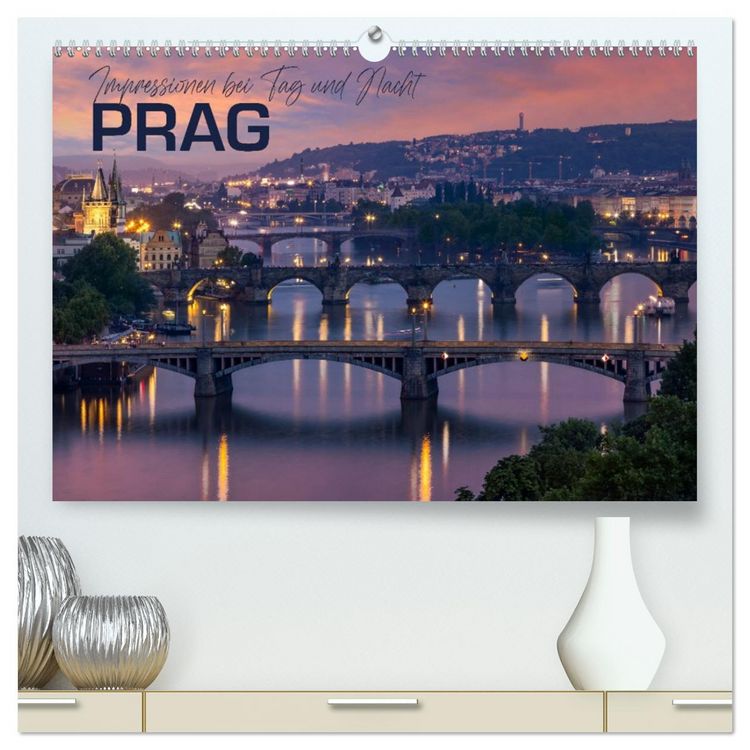 Produktbild: PRAG Impressionen bei Tag und Nacht (hochwertiger Premium Wandkalender 2026 DIN A2 quer), Kunstdruck in Hochglanz