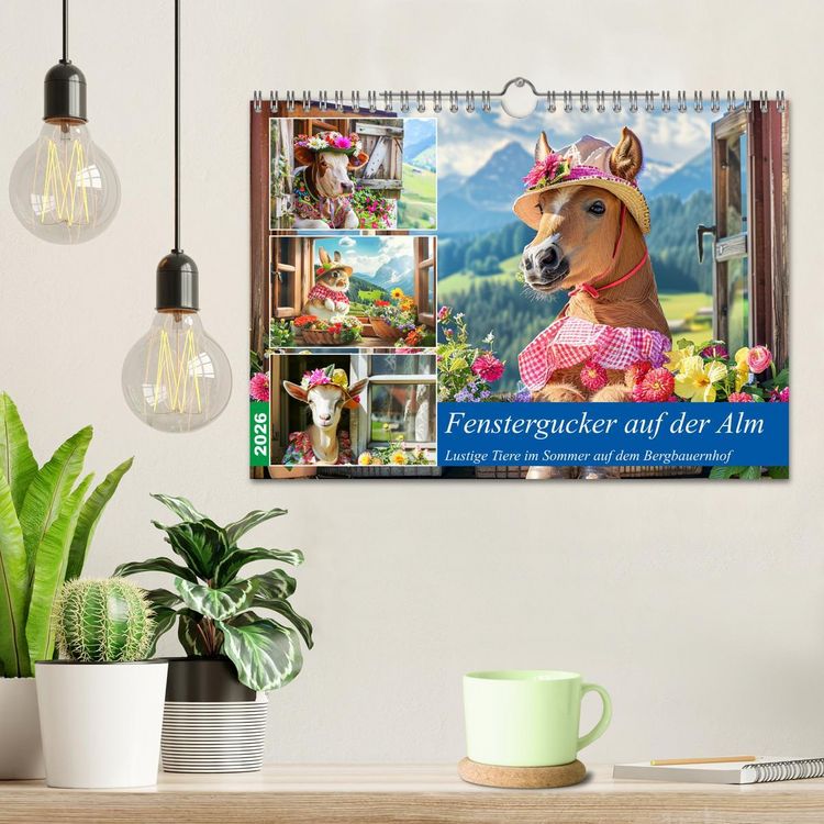 Produktbild: Fenstergucker auf der Alm. Lustige Tiere im Sommer auf dem Bergbauernhof (Wandkalender 2026 DIN A4 quer), CALVENDO Monatskalender