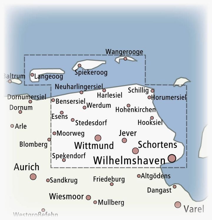 Produktbild: Ostfriesische Nordseek&uuml;ste, Wilhelmshaven - Jever - Wittmund 1:50 000