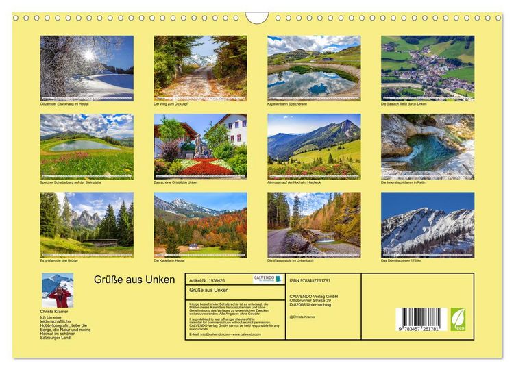 Produktbild: Gr&uuml;&szlig;e aus Unken (Wandkalender 2026 DIN A3 quer), CALVENDO Monatskalender