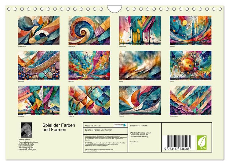 Produktbild: Spiel der Farben und Formen (Wandkalender 2026 DIN A4 quer), CALVENDO Monatskalender