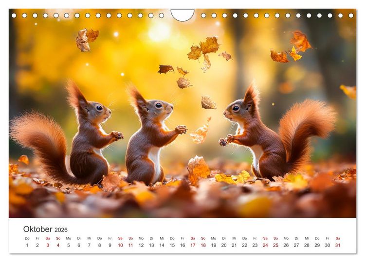 Produktbild: Das geheime Leben der Eichh&ouml;rnchen - Ein Jahr zwischen Baumwipfeln und Nussverstecken (Wandkalender 2026 DIN A4 quer), CALVENDO Monatskalender