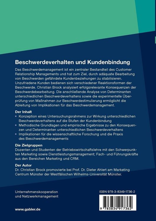 Produktbild: Beschwerdeverhalten und Kundenbindung