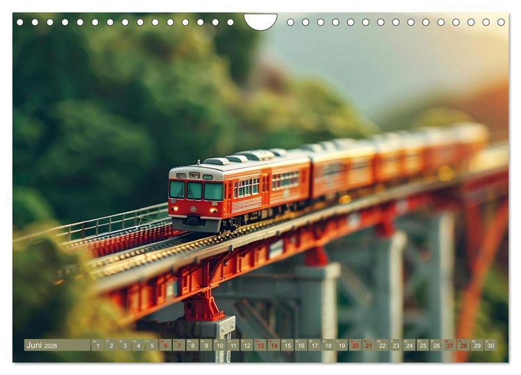 Produktbild: Miniaturwelt Eisenbahn - Zug um Zug ins Abenteuer (Wandkalender 2026 DIN A4 quer), CALVENDO Monatskalender