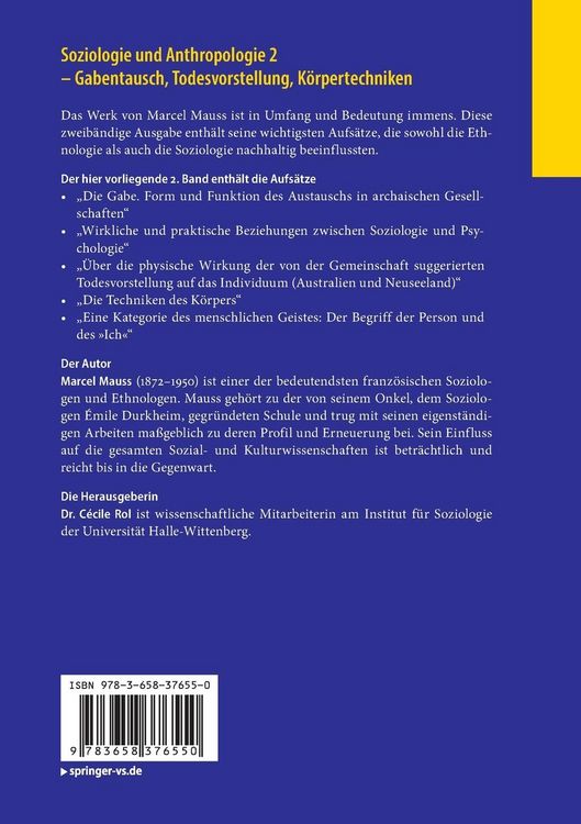 Produktbild: Soziologie und Anthropologie 2 – Gabentausch, Todesvorstellung, Körpertechniken