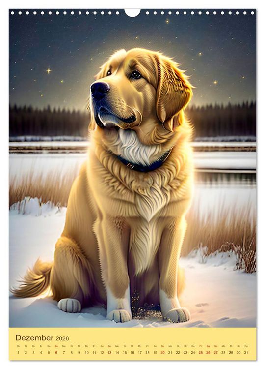 Produktbild: Golden Retriever. Kunstvolle Portr&auml;ts des beliebten Hundes (Wandkalender 2026 DIN A3 hoch), CALVENDO Monatskalender
