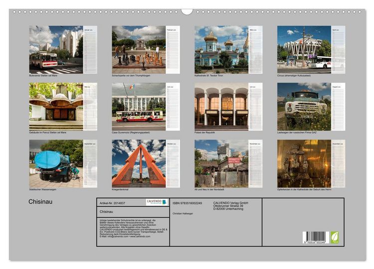 Produktbild: Chisinau (Wandkalender 2026 DIN A2 quer), CALVENDO Monatskalender