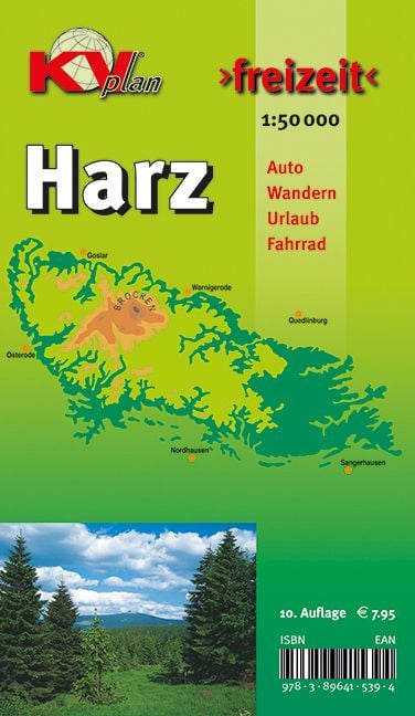 Produktbild: Harz (Gesamtharz-Karte), KVplan, Wanderkarte/Harzklub-Wanderwege/Freizeitkarte/Radkarte, 1:50.000