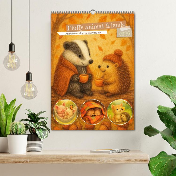 Produktbild: Fluffy animal friends - Animal friendships for everyday life (Wall Calendar 2026 DIN A2 portrait), CALVENDO 12 Month Wall Calendar