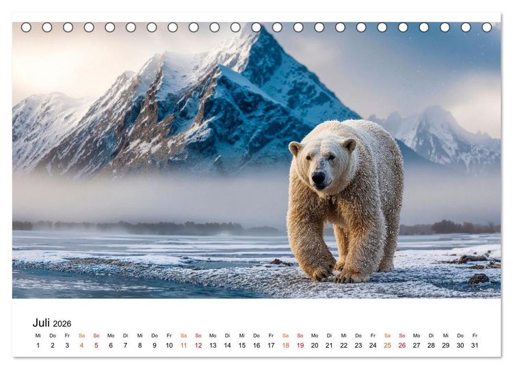 Produktbild: Eisb&auml;ren - die Stimme der Wildnis (Tischkalender 2026 DIN A5 quer), CALVENDO Monatskalender