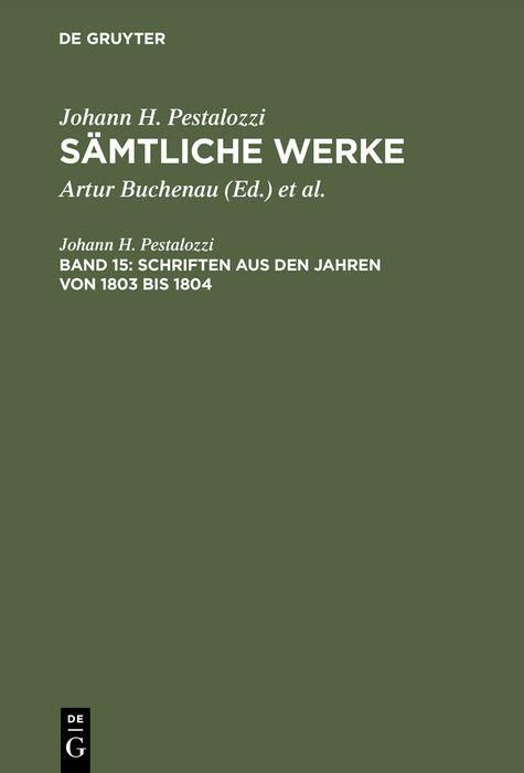 Produktbild: Schriften aus den Jahren von 1803 bis 1804