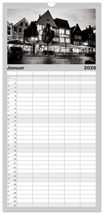Produktbild: Familienplaner 2026 - Ein Blick auf Husum mit 5 Spalten (Wandkalender, 21 x 45 cm) CALVENDO