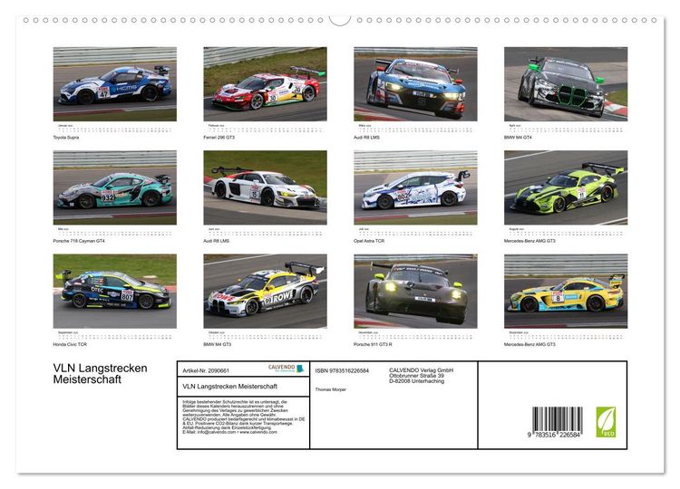 Produktbild: VLN Langstrecken Meisterschaft (hochwertiger Premium Wandkalender 2026 DIN A2 quer), Kunstdruck in Hochglanz