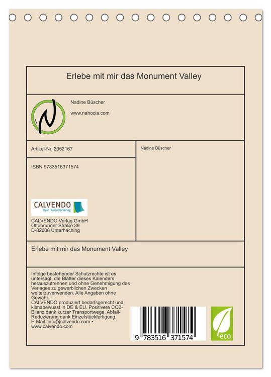 Produktbild: Erlebe mit mir das Monument Valley (Tischkalender 2026 DIN A5 hoch), CALVENDO Monatskalender