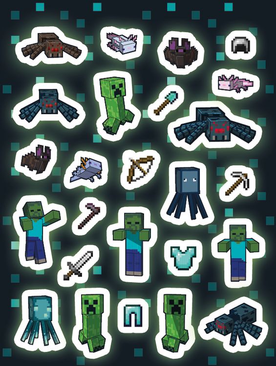Produktbild: Minecraft: Der gro&szlig;e Glow-in-the-Dark Stickerspa&szlig;: Stickern - R&auml;tseln - Ausmalen