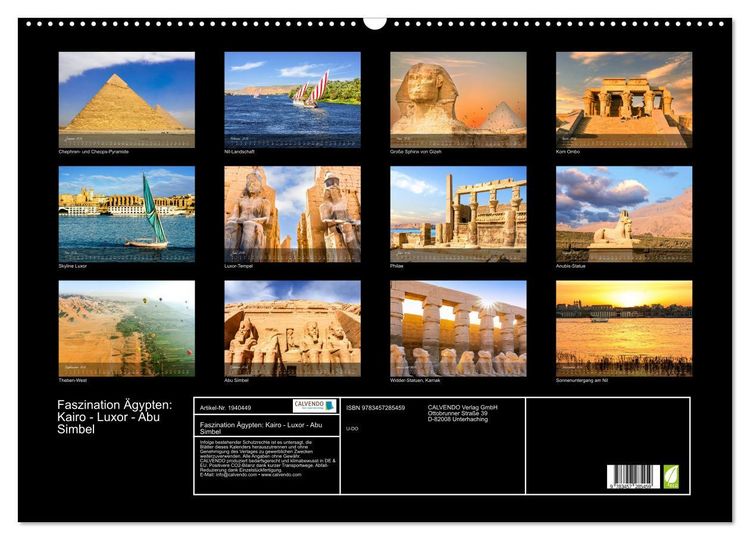 Produktbild: Faszination &Auml;gypten: Kairo - Luxor - Abu Simbel (Wandkalender 2026 DIN A2 quer), CALVENDO Monatskalender