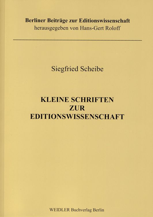 Produktbild: Kleine Schriften zur Editionswissenschaft