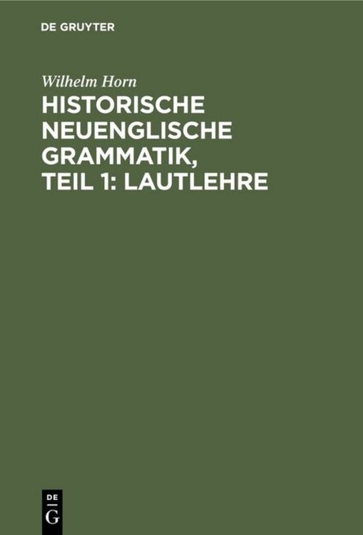 Produktbild: Historische neuenglische Grammatik, Teil 1: Lautlehre