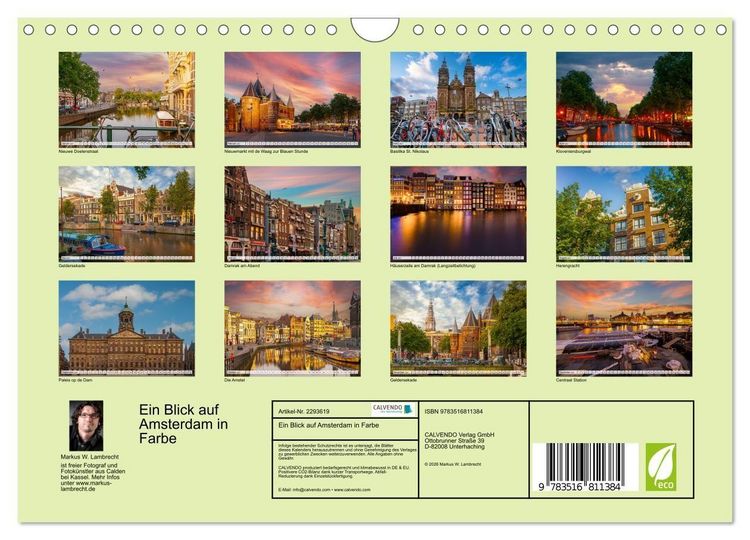 Produktbild: Ein Blick auf Amsterdam in Farbe (Wandkalender 2027 DIN A4 quer), CALVENDO Monatskalender
