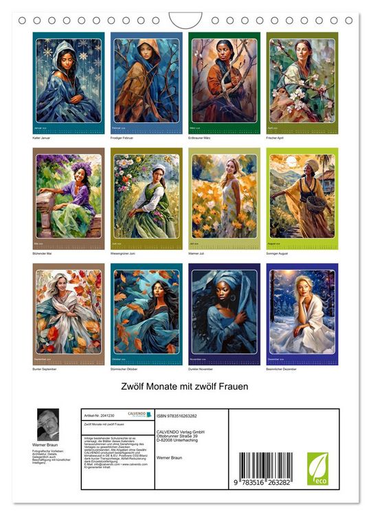Produktbild: Zw&ouml;lf Monate mit zw&ouml;lf Frauen (Wandkalender 2026 DIN A4 hoch), CALVENDO Monatskalender