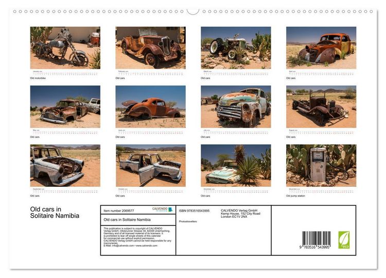 Produktbild: Old cars in Solitaire Namibia (High Quality Premium Wall Calendar 2026 DIN A2 landscape),CALVENDO 12 Month Wall Calendar