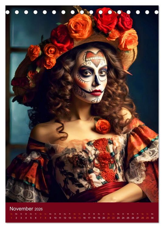 Produktbild: Dia de Muertos Kreative Portr&auml;ts in Festanlehnung (Tischkalender 2026 DIN A5 hoch), CALVENDO Monatskalender