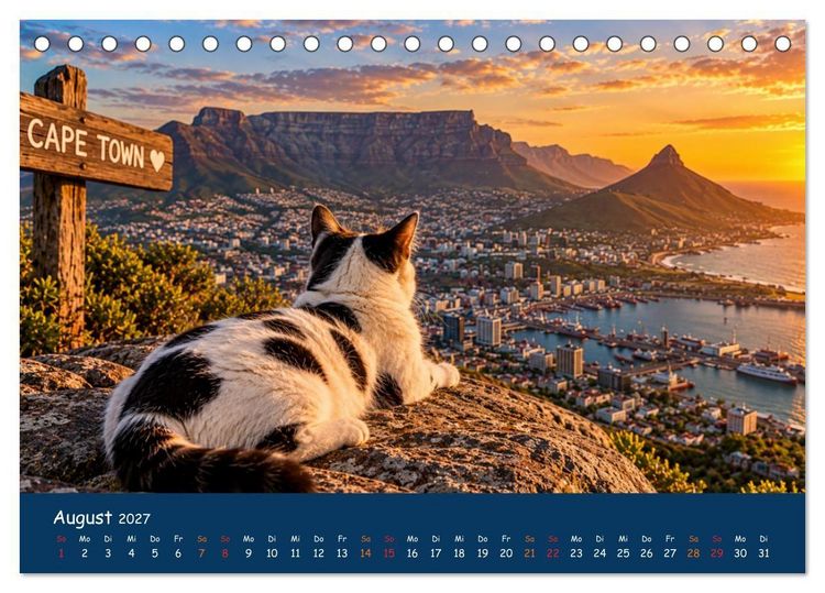 Produktbild: Eine Katze reist um die Welt (Tischkalender 2027 DIN A5 quer), CALVENDO Monatskalender