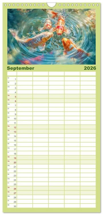 Produktbild: Familienplaner 2026 - Kois - Ein Juwel unter Fischen mit 5 Spalten (Wandkalender, 21 x 45 cm) CALVENDO