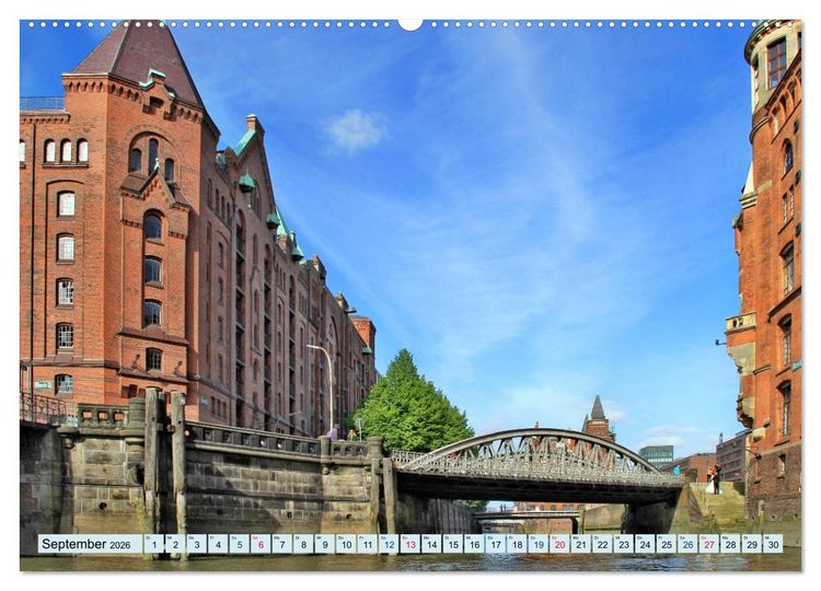 Produktbild: Hamburg - Ein Tag in der Speicherstadt (Wandkalender 2026 DIN A2 quer), CALVENDO Monatskalender