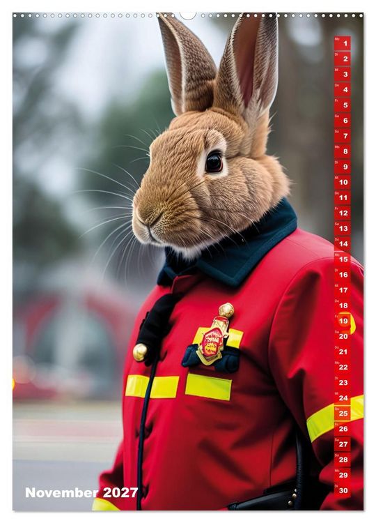 Produktbild: Feuerwehr - Tierischer Feuerwehrkalender (Wandkalender 2027 DIN A2 hoch), CALVENDO Monatskalender