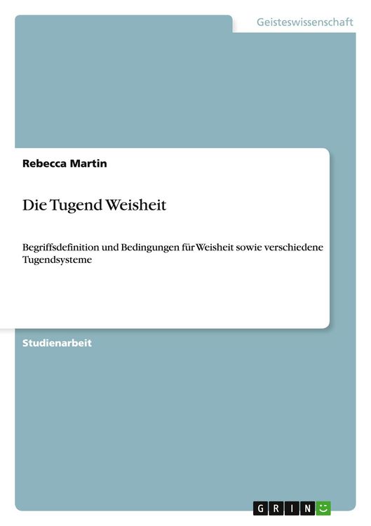 Produktbild: Die Tugend Weisheit