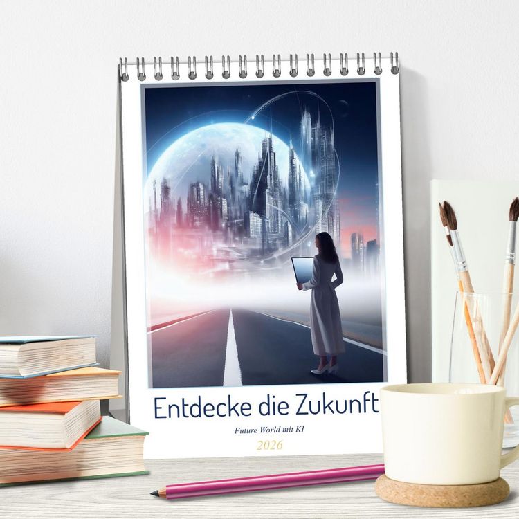 Produktbild: Entdecke die Zukunft - Future World mit KI (Tischkalender 2026 DIN A5 hoch), CALVENDO Monatskalender