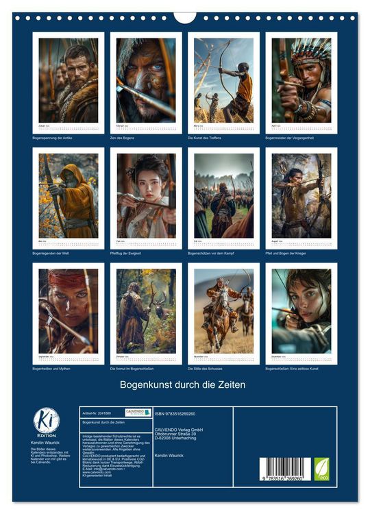 Produktbild: Bogenkunst durch die Zeiten (Wandkalender 2026 DIN A3 hoch), CALVENDO Monatskalender