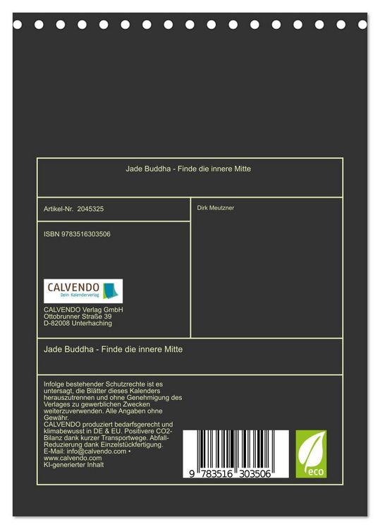 Produktbild: Jade Buddha - Finde die innere Mitte (Tischkalender 2026 DIN A5 hoch), CALVENDO Monatskalender