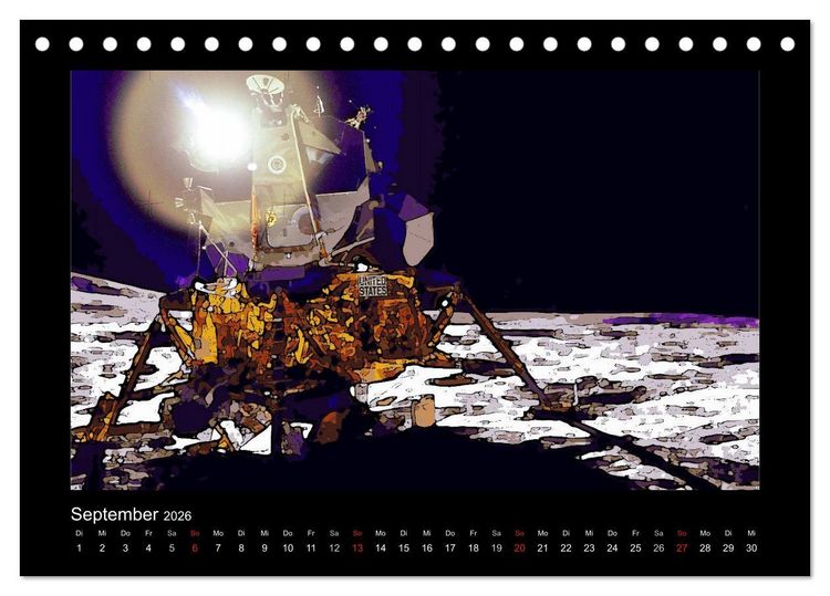 Produktbild: Landing On The Moon Like A Cartoon (Tischkalender 2026 DIN A5 quer), CALVENDO Monatskalender