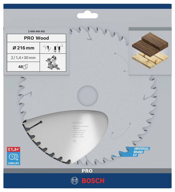 Produktbild: Bosch Accessories Optiline 2608640432 Hartmetall Kreiss&auml;geblatt 216 x 30 x 2 mm Z&auml;hneanzahl: 48 1 St.