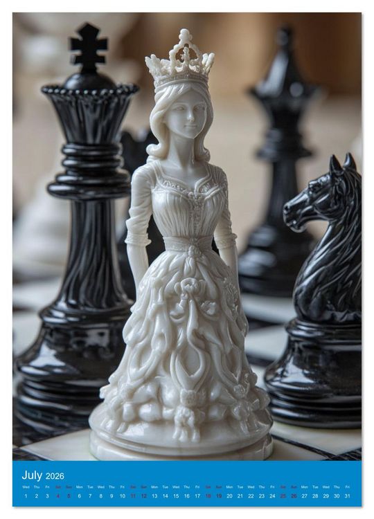 Produktbild: For Love of Chess (High Quality Premium Wall Calendar 2026 DIN A2 portrait),CALVENDO 12 Month Wall Calendar