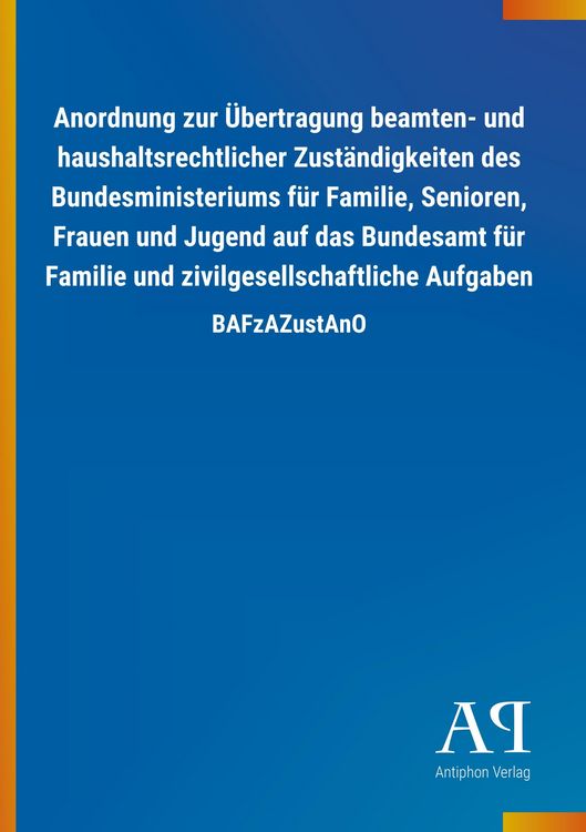 Produktbild: Anordnung zur &Uuml;bertragung beamten- und haushaltsrechtlicher