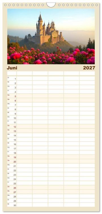Produktbild: Familienplaner 2027 - Fabelhafte Orte &ndash; Landschaften aus M&auml;rchen und Sagen mit 5 Spalten (Wandkalender, 21 x 45 cm) CALVENDO