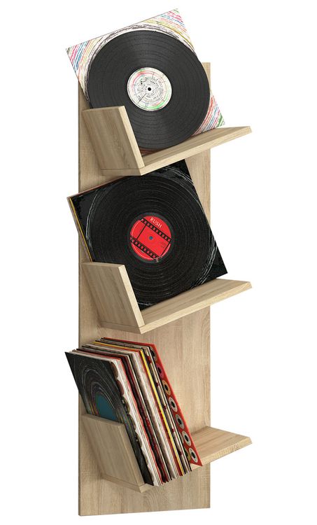 Produktbild: Holz B&uuml;cher Schallplatten LP H&auml;nge Wandregal Sulda