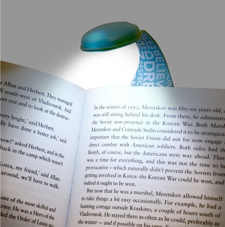 Produktbild: Flexilight Leselicht Blue Words &ndash; Hellblaues 2-in-1 LED-Leselicht