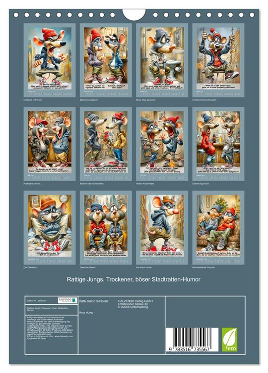 Produktbild: Rattige Jungs. Trockener, b&ouml;ser Stadtratten-Humor (Wandkalender 2026 DIN A4 hoch), CALVENDO Monatskalender